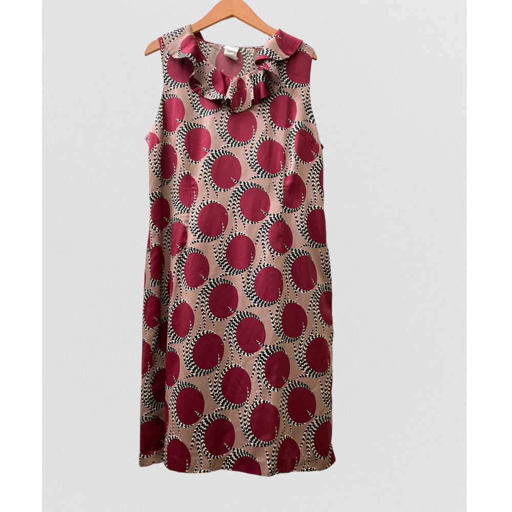 Mod Print Ruffle Collared Tank Dress - Picture 1 of 4